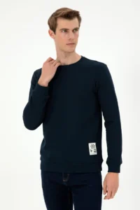 US Polo Assn. Men Regular Fit Crew Neck Navy Blue Sweatshirt - Image 3