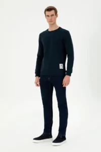 US Polo Assn. Men Regular Fit Crew Neck Navy Blue Sweatshirt - Image 4