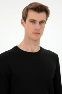 US Polo Assn. Men Regular Fit Crew Neck Black Sweatshirt - Image 2