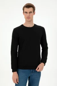 US Polo Assn. Men Regular Fit Crew Neck Black Sweatshirt - Image 3