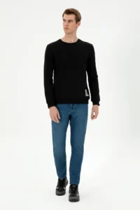 US Polo Assn. Men Regular Fit Crew Neck Black Sweatshirt - Image 4