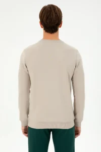 US Polo Assn. Men Regular Fit Crew Neck Stone Sweatshirt - Image 5