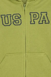 US Polo Assn. Boys' Zippered Hooded Basic Pistachio Green Sweatshirt - Image 5