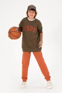 US Polo Assn. Boys' Khaki Basic Crew Neck Sweatshirt - Image 2