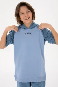 US Polo Assn. Boys' Light Blue Hooded Sweatshirt - Image 2