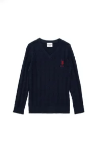 US Polo Assn. Boys' Navy Blue Basic V-Neck Sweater