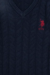 US Polo Assn. Boys' Navy Blue Basic V-Neck Sweater - Image 3