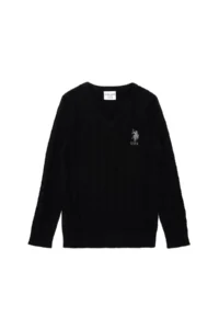 US Polo Assn. Boys' Black Basic V-Neck Sweater