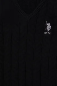 US Polo Assn. Boys' Black Basic V-Neck Sweater - Image 3