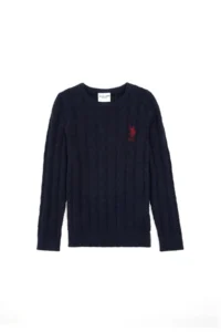 US Polo Assn. Boys' Navy Blue Basic Crew Neck Sweater - Image 3