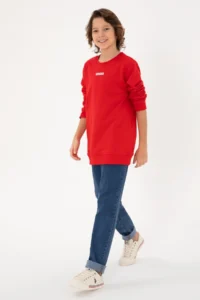 US Polo Assn. Boys' Red Crew Neck Sweatshirt - Image 2