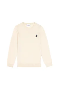 US Polo Assn. Girls' Cream Crew Neck Basic Sweater - Image 4