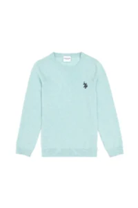 US Polo Assn. Girls' Aqua Green Crew Neck Basic Sweater