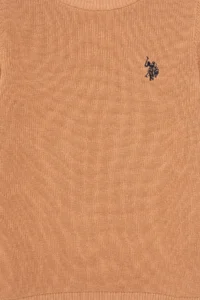 US Polo Assn. Girls' Camel Crew Neck Basic Sweater - Image 5