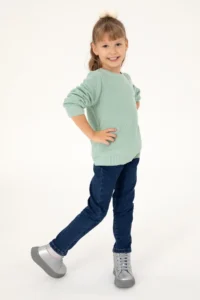 US Polo Assn. Girls' Aqua Green Crew Neck Basic Sweater