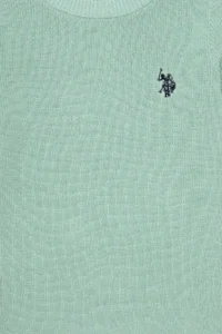 US Polo Assn. Girls' Aqua Green Crew Neck Basic Sweater - Image 5