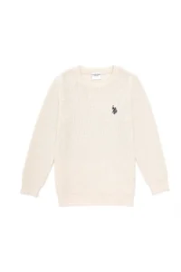 US Polo Assn. Girls' Cream Crew Neck Basic Sweater - Image 4