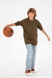 US Polo Assn. Boys' Khaki Basic Crew Neck Sweatshirt - Image 2