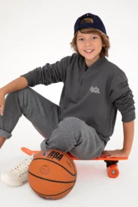 US Polo Assn. Boys' Half Zippered Anthracite Sweatshirt