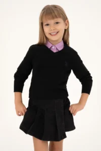US Polo Assn. Girls' Black V-neck Basic Sweater