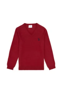 US Polo Assn. Girls' Cherry V-neck Basic Sweater - Image 3