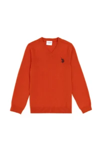 US Polo Assn. Boys' Brick Rejection Basic V-Neck Sweater
