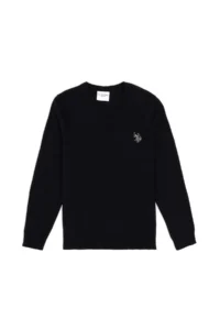 US Polo Assn. Boys' Black Basic V-Neck Sweater