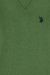 US Polo Assn. Boys' Green Basic V-Neck Sweater - Image 3