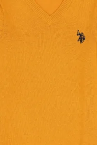US Polo Assn. Boys' Mustard Basic V-Neck Sweater - Image 3