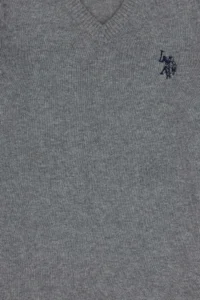US Polo Assn. Boys' Gray Melanj Basic V-Neck Sweater - Image 3