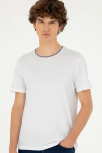 US Polo Assn. Men Regular Fit Crew Neck White T-Shirt - Image 3