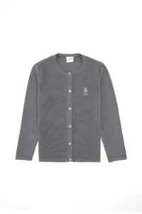 US Polo Assn. Girls' Gray Melanj Crew Neck Knitwear Cardigan - Image 3