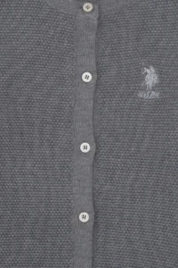US Polo Assn. Girls' Gray Melanj Crew Neck Knitwear Cardigan - Image 5