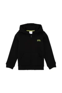 US Polo Assn. Boys' Zippered Black Fleece Hooded Sweatshirt