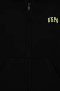 US Polo Assn. Boys' Zippered Black Fleece Hooded Sweatshirt - Image 3