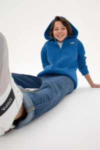US Polo Assn. Boys' Zippered Cobalt Fleece Hooded Sweatshirt
