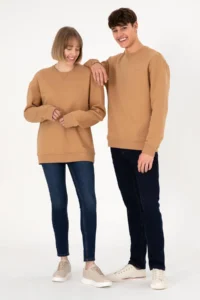 US Polo Assn. Men Crew Neck Camel Basic Fleece Sweatshirt - Image 2