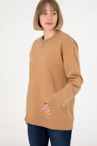 US Polo Assn. Men Crew Neck Camel Basic Fleece Sweatshirt - Image 3