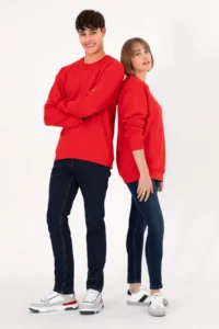 US Polo Assn. Men Crew Neck Red Basic Fleece Sweatshirt - Image 2