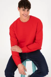 US Polo Assn. Men Crew Neck Red Basic Fleece Sweatshirt - Image 5