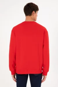 US Polo Assn. Men Crew Neck Red Basic Fleece Sweatshirt - Image 6