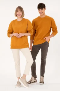 US Polo Assn. Men Crew Neck Mustard Basic Fleece Sweatshirt - Image 2