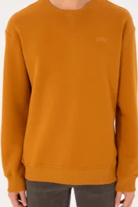 US Polo Assn. Men Crew Neck Mustard Basic Fleece Sweatshirt - Image 7