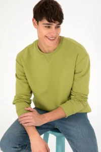 US Polo Assn. Men Crew Neck Pistachio Basic Fleece Sweatshirt