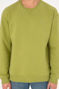 US Polo Assn. Men Crew Neck Pistachio Basic Fleece Sweatshirt - Image 7