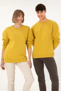 US Polo Assn. Men Crew Neck Yellow Basic Fleece Sweatshirt - Image 2