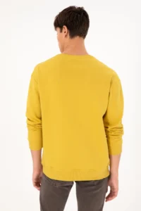 US Polo Assn. Men Crew Neck Yellow Basic Fleece Sweatshirt - Image 6