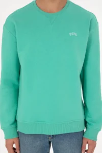 US Polo Assn. Men Crew Neck Mint Basic Fleece Sweatshirt - Image 7