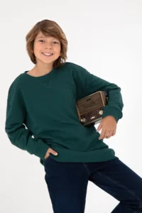 US Polo Assn. Boys' Dark Green Basic Crew Neck Sweatshirt