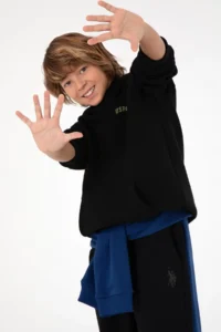 US Polo Assn. Boys' Black Basic Hooded Sweatshirt